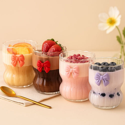 Bowy dessert cups Set of four Pink, Coral, Red, Lavender
